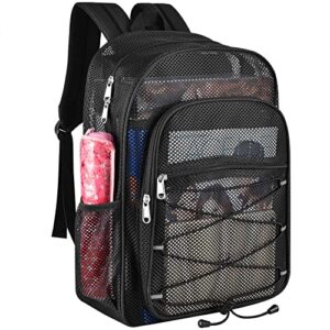 heavy duty mesh backpacks for adults, school bags boys and girls, see through with adjustable straps, swimming, fitness, sports, carry portable oxygen concentrators