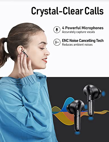 Audiovance Euphony 501 Wireless Earbuds Bluetooth Headphones for iPhone and Android, Active Noise Cancelling Wireless Ear Buds (EU501)