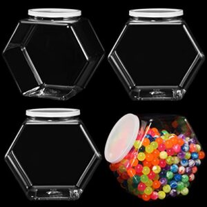 eBoot 4 Pieces Plastic Candy Jars Cookie Jars for Kitchen Counter Hexagon Cookie Jar with Lid Clear Candy Containers Laundry Pod Storage Container Dry Food Jar for Candy Buffet Dog Treats Craft (129 Oz)