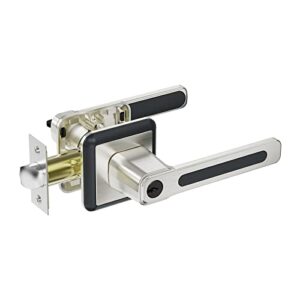 baolong door handle locking lever with modern contemporary square design,front door lock entry lever with lock for exterior or interior door satin nickel keyed lock.