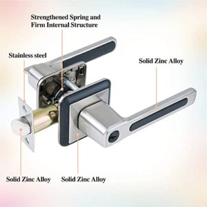 BAOLONG Door Handle Locking Lever with Modern Contemporary Square Design,Front Door Lock Entry Lever with Lock for Exterior or Interior Door Satin Nickel Keyed Lock.