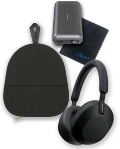 sony wh-1000xm5 wireless noise cancelling over-ear headphone bundle with gsport accessory kit (black)