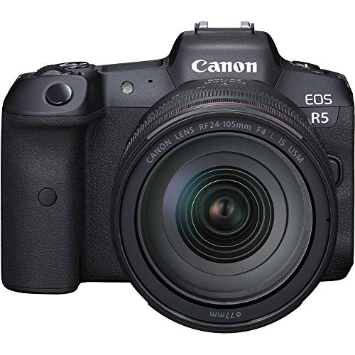 Canon EOS R5 Mirrorless Digital Camera with 24-105mm f/4L Lens (4147C013), 64GB Memory Card, Case, Corel Photo Software, 2 x LPE6 Battery, External Charger, Card Reader, LED Light + More (Renewed)