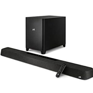 Polk MagniFi Max AX 5.1.2 Channel Sound Bar with 10" Wireless Subwoofer (2022 Model), Dolby Atmos and DTS:X Certified, Polk's Patented VoiceAdjust & SDA Technologies, Easy Setup,Black