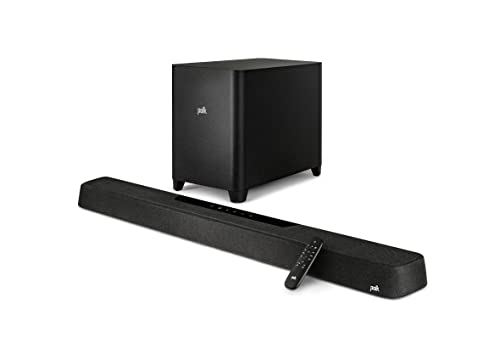 Polk MagniFi Max AX 5.1.2 Channel Sound Bar with 10" Wireless Subwoofer (2022 Model), Dolby Atmos and DTS:X Certified, Polk's Patented VoiceAdjust & SDA Technologies, Easy Setup,Black