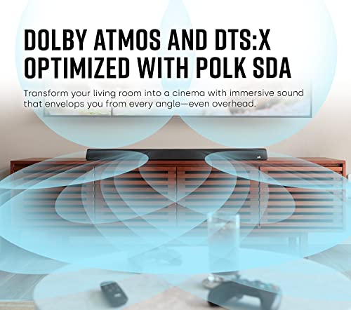 Polk MagniFi Max AX 5.1.2 Channel Sound Bar with 10" Wireless Subwoofer (2022 Model), Dolby Atmos and DTS:X Certified, Polk's Patented VoiceAdjust & SDA Technologies, Easy Setup,Black