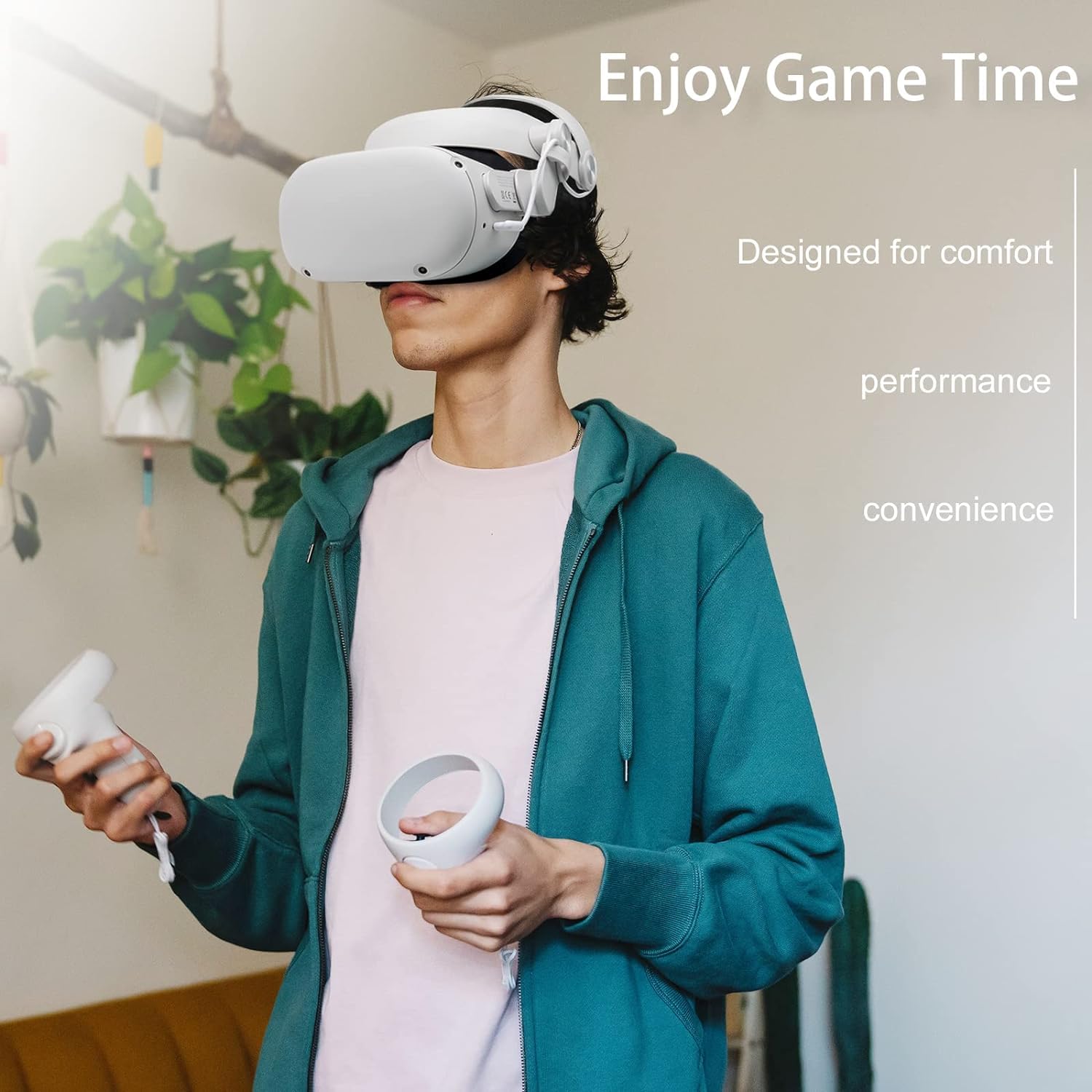 8VR Head Strap with Battery for Oculus Quest 2, Adjustable Elite Strap with 6400mAh Battery Pack for Enhanced Comfort and Playtime in VR, Fast Charging and Counter Balance for Quest 2 Accessories