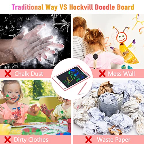 Hockvill LCD Writing Tablet for Kids, 8.8 Inch Learning Toys for 3 4 5 6 7 Year Old Girls Boys, Toddlers Doodle Board, Reusable Drawing Pad Travel Essentials, Christmas Birthday Gift for Children