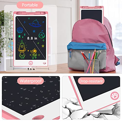 Hockvill LCD Writing Tablet for Kids, 8.8 Inch Learning Toys for 3 4 5 6 7 Year Old Girls Boys, Toddlers Doodle Board, Reusable Drawing Pad Travel Essentials, Christmas Birthday Gift for Children