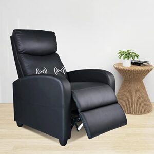 zanzio massage modern adjustable heated recliner home theater single sofa chair lounge with padded seat, black