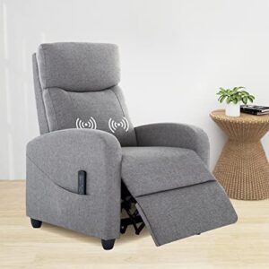 zanzio massage modern adjustable heated recliner home theater single sofa chair lounge with padded seat, grey