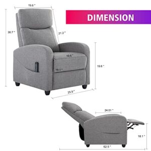 Zanzio Massage Modern Adjustable Heated Recliner Home Theater Single Sofa Chair Lounge with Padded Seat, Grey