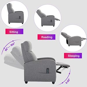 Zanzio Massage Modern Adjustable Heated Recliner Home Theater Single Sofa Chair Lounge with Padded Seat, Grey