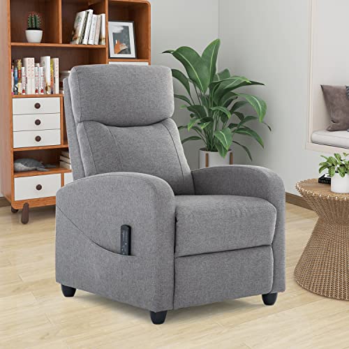 Zanzio Massage Modern Adjustable Heated Recliner Home Theater Single Sofa Chair Lounge with Padded Seat, Grey