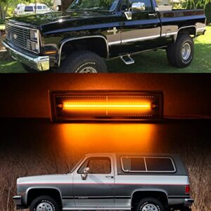 Led Side Marker Lights Replacement for 1978-1987 Chevy C/K Pickup 81-91 Blazer Amber Led Front Fender Side Marker Turn Signal Light Kit Smoked Lens Pair Driver Passenger Lamp Assembly OEM ‎915557