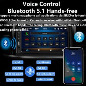 Double Din Car Stereo Wireless CarPlay Wireless Android Auto, 7inch Car Audio Receiver MP5 Player Car Radio Touchscreen with Bluetooth, Mirror Link, Backup Camera, FM, SWC, USB/AUX/TF/Subwoofer