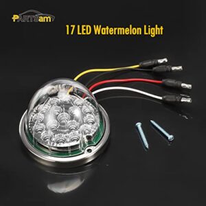 Partsam 1Pc Dual Revolution 17 Led Watermelon Light for Semi Truck, Amber Turn Signal and Marker to Green Auxiliary Light w/Reflector Cup Compatible with Freightliner Kenworth Peterbilt