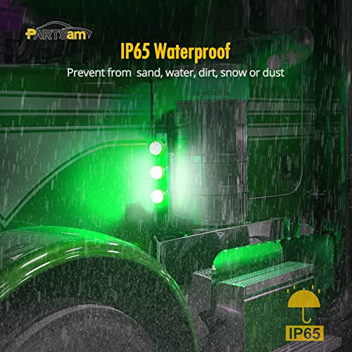 Partsam 1Pc Dual Revolution 17 Led Watermelon Light for Semi Truck, Amber Turn Signal and Marker to Green Auxiliary Light w/Reflector Cup Compatible with Freightliner Kenworth Peterbilt