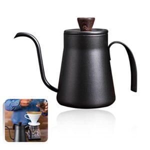 ca mode 14oz mini gooseneck spout kettle make pour-over coffee kettles small teapot stainless steel black long narrow hand drip tea pot hanging ear with anti-scalding cover