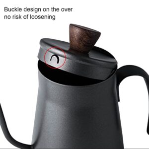 CA Mode 14oz Mini Gooseneck Spout Kettle Make Pour-Over Coffee Kettles Small Teapot Stainless Steel Black Long Narrow Hand Drip Tea Pot Hanging Ear with Anti-Scalding Cover