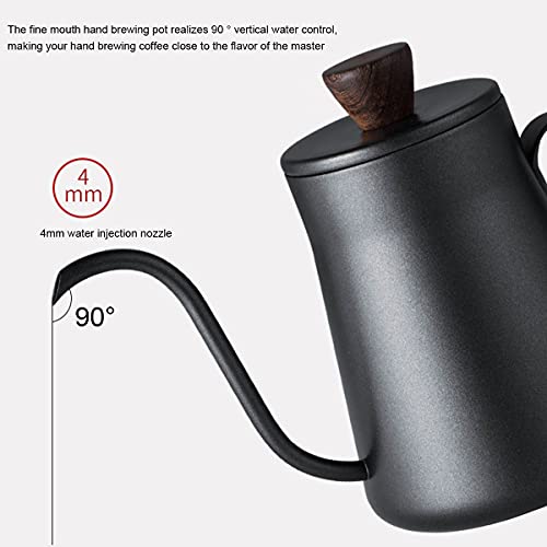 CA Mode 14oz Mini Gooseneck Spout Kettle Make Pour-Over Coffee Kettles Small Teapot Stainless Steel Black Long Narrow Hand Drip Tea Pot Hanging Ear with Anti-Scalding Cover