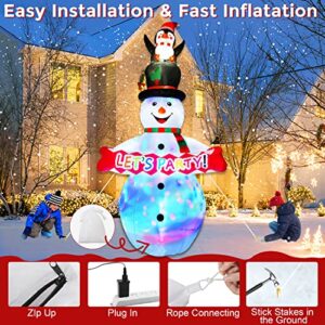 zukakii 8FT Christmas Inflatables Decorations Outdoor with Rotating Colorful Led Light Snowman Inflatable Penguin Blow Up Yard Decorations for Indoor Outdoor Christmas Decorations Garden Decor