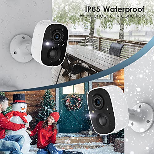 Security Cameras Wireless Outdoor 2-Way Talk Battery Powered Wi-Fi Cameras for Outside and Indoor 1080P Night Vision AI Motion Detection Siren Alarm IP65 Weatherproof 2-Pack