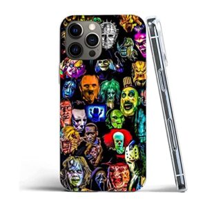 taswuw phone case compatible with iphone 13 mini halloween horror collection soft silicone shockproof tpu protective pure clear phone cover case