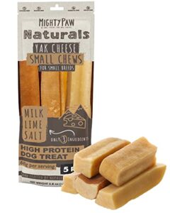 mighty paw yak cheese chews for dogs | all-natural long lasting pet treats. odorless and great for oral health. limited-ingredient chews for puppies & power-chewers (small, 5 pack)