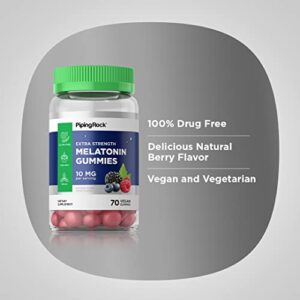 Piping Rock Melatonin Gummies 10mg | 70 Vegan Adult Gummies | Berry Flavor | Non-GMO, Gluten Free