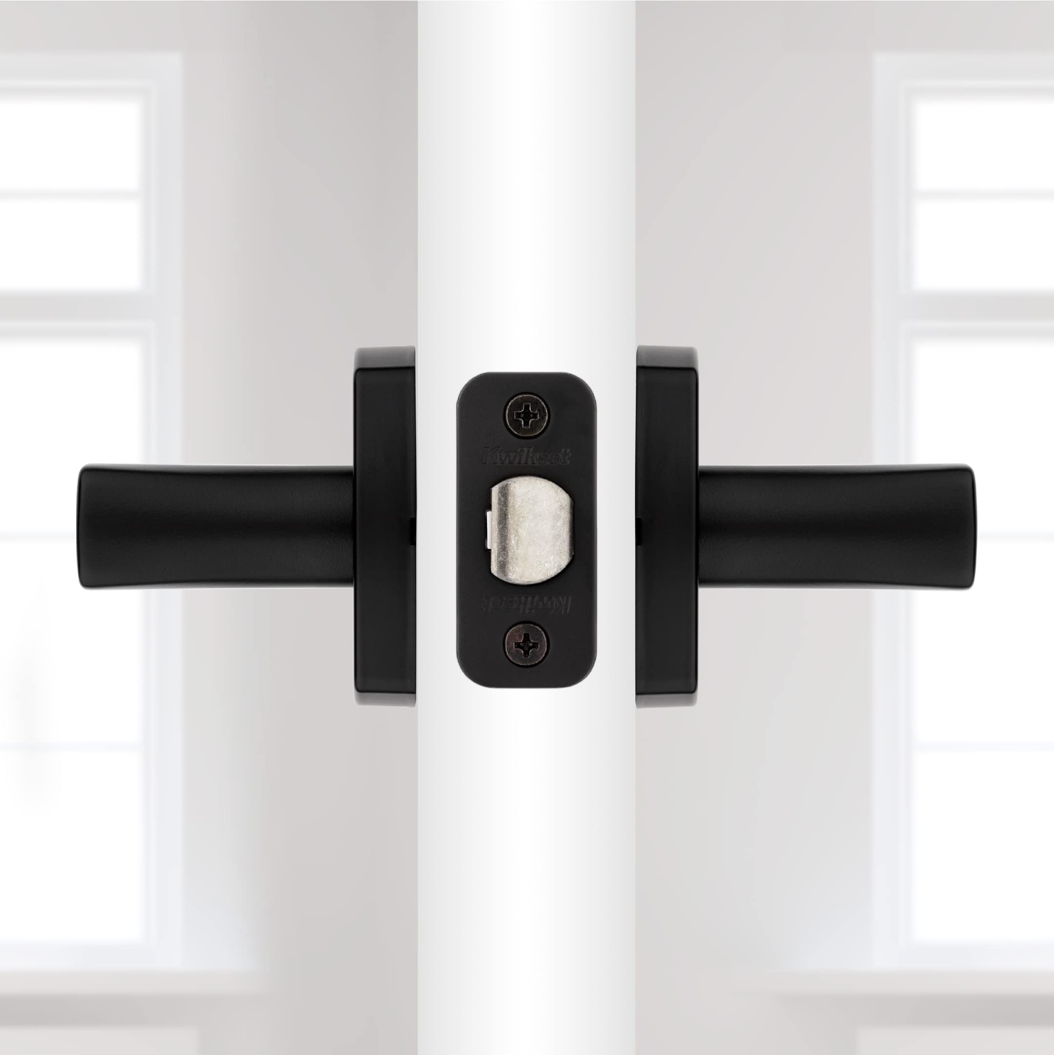 Kwikset Tripoli Passage Hall/Closet Lever with Soft Modern Rose in Matte Black 97200-919