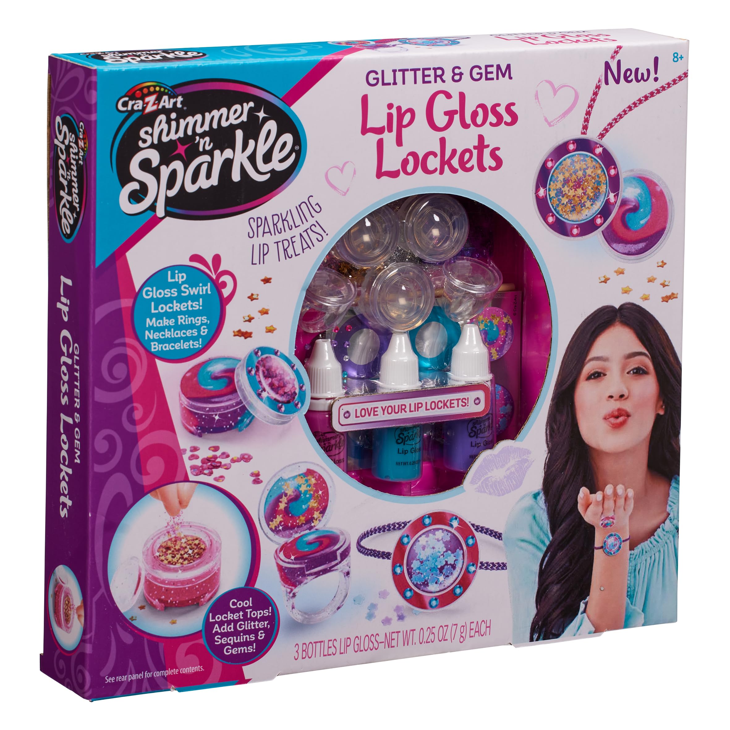 Cra-Z-Art Shimmer ‘n Sparkle Glitter & Gem Lip Gloss Lockets DIY Activity Set