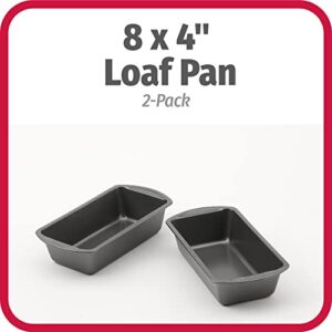 GoodCook Set of 2 Medium 8" x 4" Nonstick Steel Bread Loaf Pans, Gray (4244)