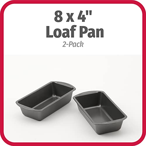 GoodCook Set of 2 Medium 8" x 4" Nonstick Steel Bread Loaf Pans, Gray (4244)