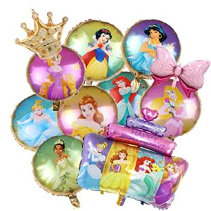 11pcs princess balloons girl birthday party decoration disn crown ballon foil bow tie cute balloon