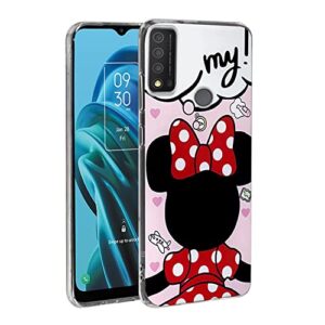 flying flier for tcl 30xe 5g case, tcl 30 xe case slim cute cartoon imd soft tpu shockproof protective phone case cover for girls and women (minnie)