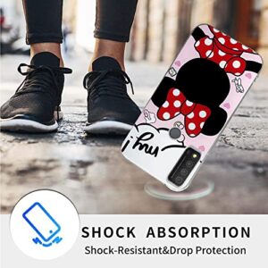 FLYING FLIER for TCL 30XE 5G Case, TCL 30 XE Case Slim Cute Cartoon IMD Soft TPU Shockproof Protective Phone Case Cover for Girls and Women (Minnie)