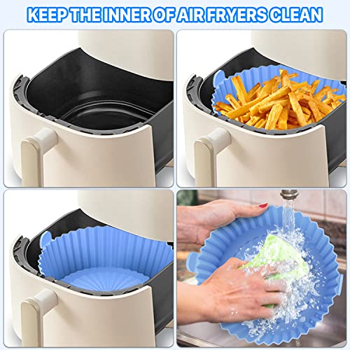 Air Fryer Silicone Pot,2-Pack 9.4 inch Reusable Air Fryer Liners Round Food Safe Non Stick Air Fryer Basket Oven Accessories for Ninja COSORI 6 Qt or Bigger Air Fryer (9.4 ")