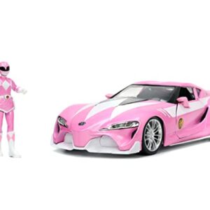 Jada Toys Mighty Morphin Power Rangers 1:24 Toyota FT-1 Concept Die-cast Car w/ 2.75" Pink Ranger Figure, Toys for Kids and Adults