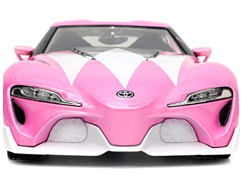 Jada Toys Mighty Morphin Power Rangers 1:24 Toyota FT-1 Concept Die-cast Car w/ 2.75" Pink Ranger Figure, Toys for Kids and Adults