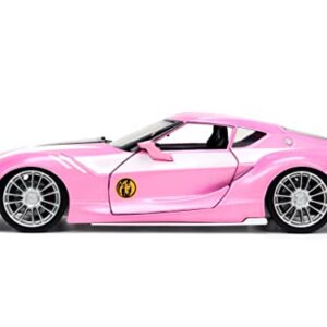 Jada Toys Mighty Morphin Power Rangers 1:24 Toyota FT-1 Concept Die-cast Car w/ 2.75" Pink Ranger Figure, Toys for Kids and Adults