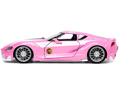 Jada Toys Mighty Morphin Power Rangers 1:24 Toyota FT-1 Concept Die-cast Car w/ 2.75" Pink Ranger Figure, Toys for Kids and Adults