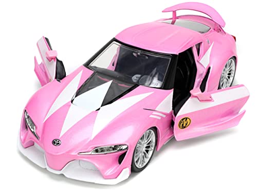 Jada Toys Mighty Morphin Power Rangers 1:24 Toyota FT-1 Concept Die-cast Car w/ 2.75" Pink Ranger Figure, Toys for Kids and Adults