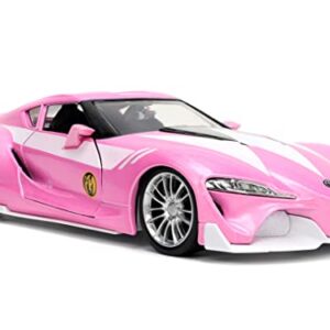 Jada Toys Mighty Morphin Power Rangers 1:24 Toyota FT-1 Concept Die-cast Car w/ 2.75" Pink Ranger Figure, Toys for Kids and Adults