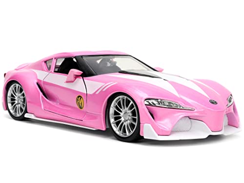 Jada Toys Mighty Morphin Power Rangers 1:24 Toyota FT-1 Concept Die-cast Car w/ 2.75" Pink Ranger Figure, Toys for Kids and Adults