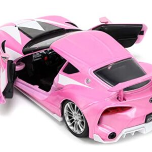 Jada Toys Mighty Morphin Power Rangers 1:24 Toyota FT-1 Concept Die-cast Car w/ 2.75" Pink Ranger Figure, Toys for Kids and Adults