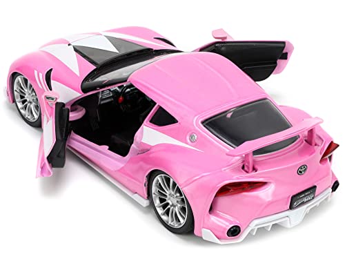 Jada Toys Mighty Morphin Power Rangers 1:24 Toyota FT-1 Concept Die-cast Car w/ 2.75" Pink Ranger Figure, Toys for Kids and Adults