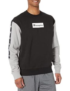 champion midweight fleece pullover, men’s logo sweatshirt, black/dull grey, medium