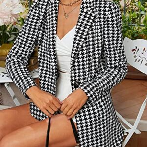 Floerns Women's Casual Long Sleeve Pop Art Colorful Blazer Graphic Work Suit Jacket Black Houndstooth XL