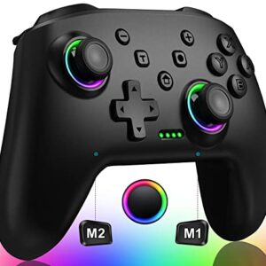 Switch Controller, Wireless Switch Controller Compatible with Switch Controller/Switch Lite/OLED, Wireless Switch Controllers Work with iOS/Android/PC with RGB Light, Programmable, TURBO & Wakeup